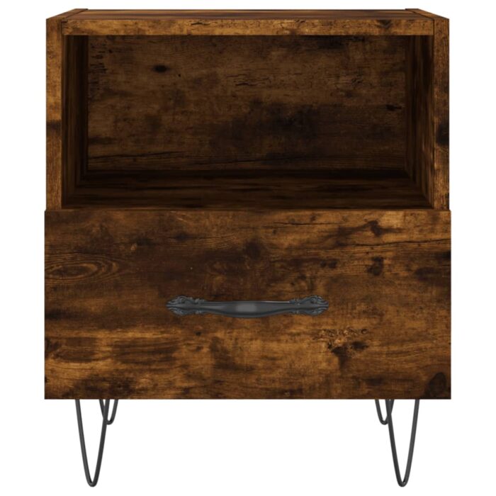Table de chevet chêne fumé 40x35x47,5 cm bois d’ingénierie – Image 2