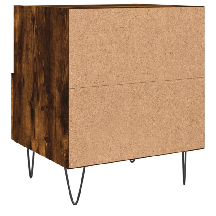 Table de chevet chêne fumé 40x35x47,5 cm bois d’ingénierie – Image 4