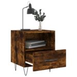 Table de chevet chêne fumé 40x35x47,5 cm bois d’ingénierie – Image 5