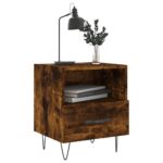 Table de chevet chêne fumé 40x35x47,5 cm bois d’ingénierie – Image 6