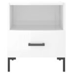 Table de chevet blanc brillant 40x35x47,5 cm bois d’ingénierie – Image 2