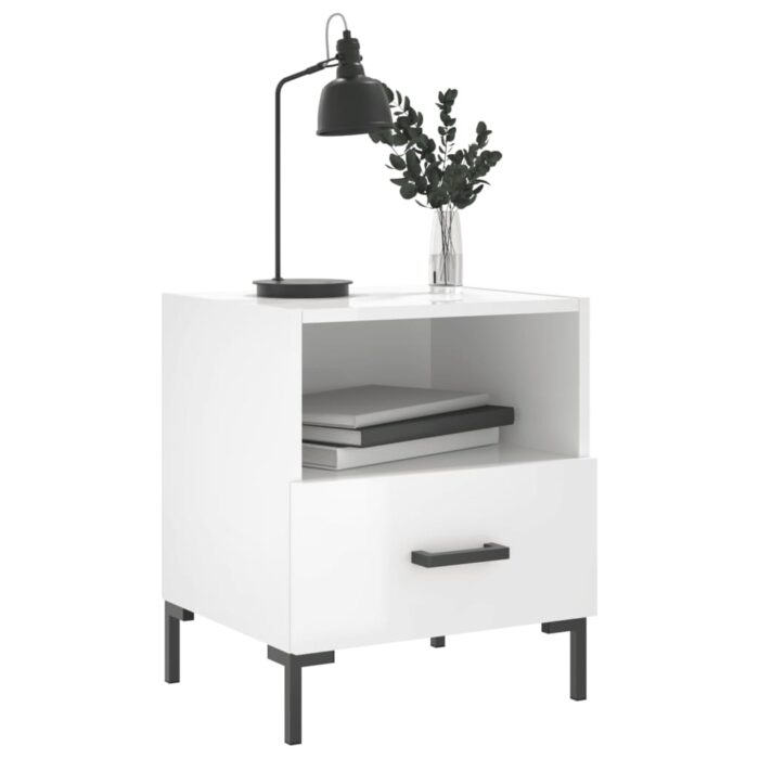 Tables de chevet 2 pcs blanc brillant 40x35x47,5 cm – Image 2