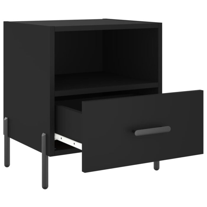 Tables de chevet 2 pcs noir 40x35x47,5 cm bois d’ingénierie – Image 3