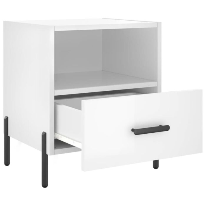 Tables de chevet 2 pcs blanc brillant 40x35x47,5 cm – Image 3