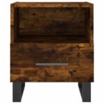 Table de chevet chêne fumé 40x35x47,5 cm bois d’ingénierie – Image 2