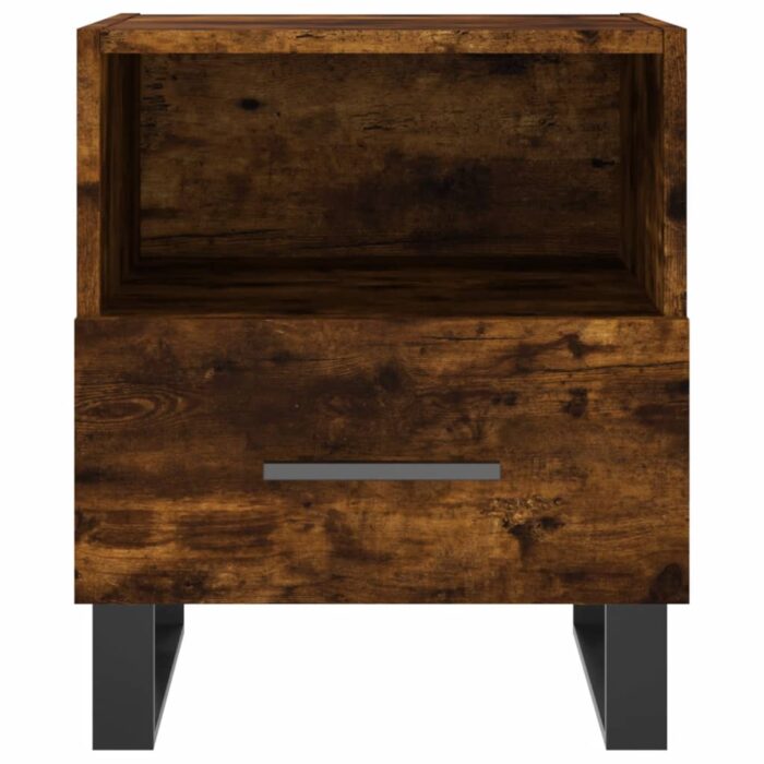Table de chevet chêne fumé 40x35x47,5 cm bois d’ingénierie – Image 2