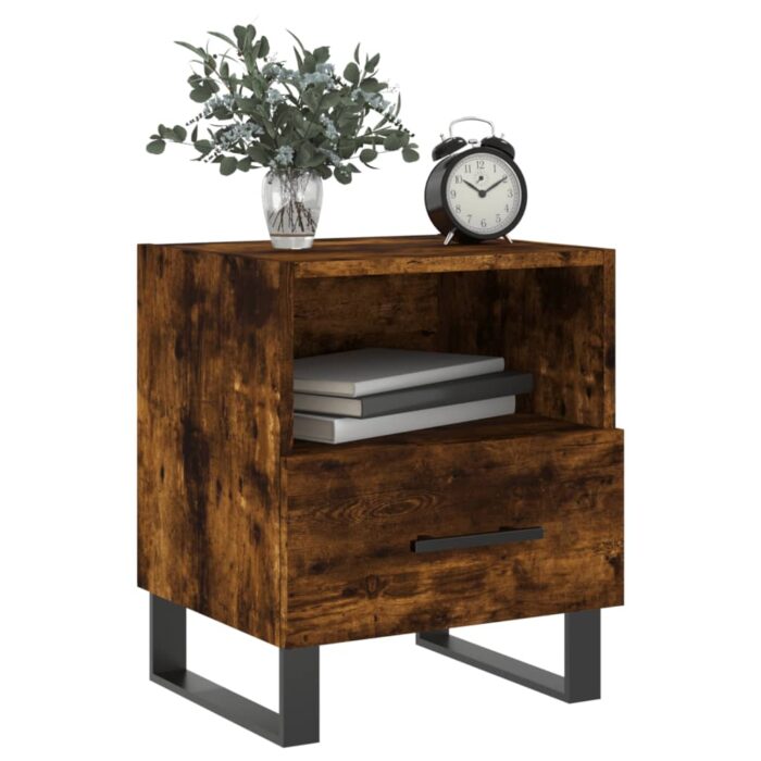 Tables de chevet 2pcs chêne fumé 40x35x47,5cm bois d’ingénierie – Image 2