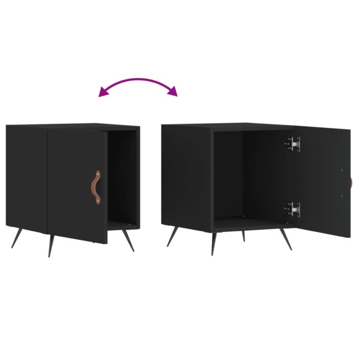Tables de chevet 2 pcs noir 40x40x50 cm bois d’ingénierie – Image 7