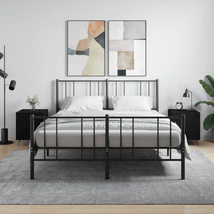 Tables de chevet 2 pcs noir 40x40x50 cm bois d’ingénierie – Image 1