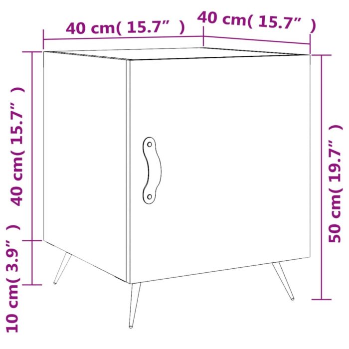 Tables de chevet 2 pcs chêne sonoma 40x40x50 cm bois ingénierie – Image 11