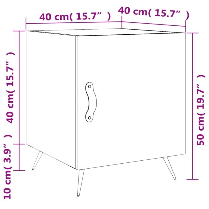 Table de chevet gris béton 40x40x50 cm bois d’ingénierie – Image 11