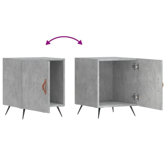 Table de chevet gris béton 40x40x50 cm bois d’ingénierie – Image 5