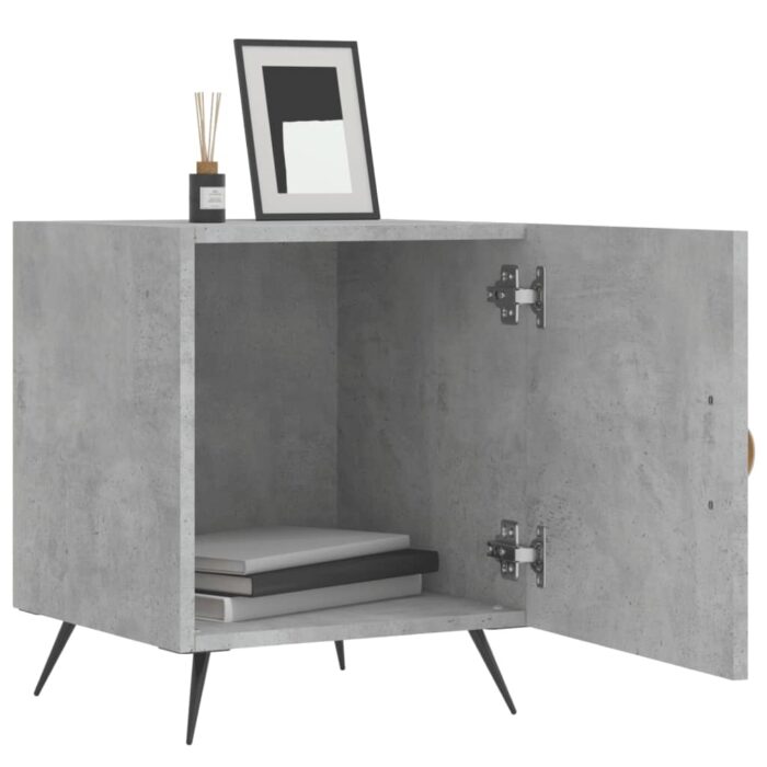 Table de chevet gris béton 40x40x50 cm bois d’ingénierie – Image 6