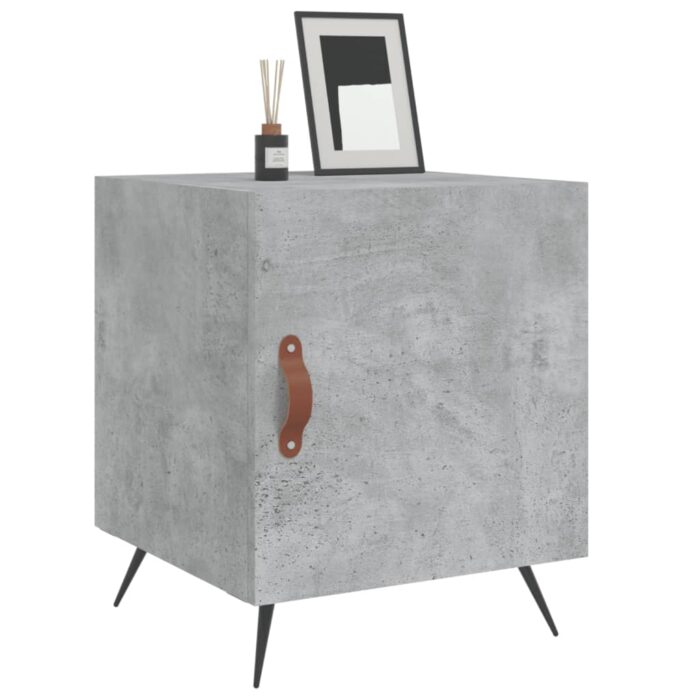 Table de chevet gris béton 40x40x50 cm bois d’ingénierie – Image 7
