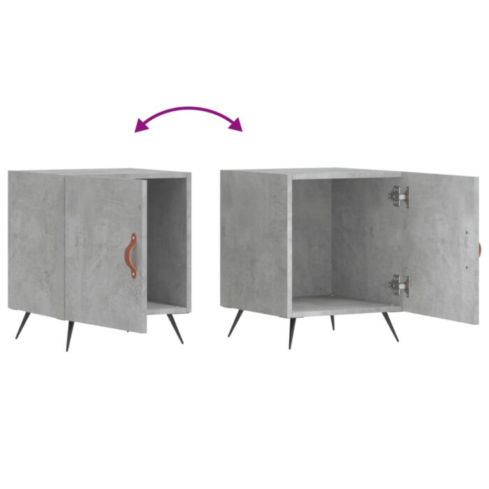Tables de chevet 2 pcs gris béton 40x40x50 cm bois d’ingénierie – Image 7