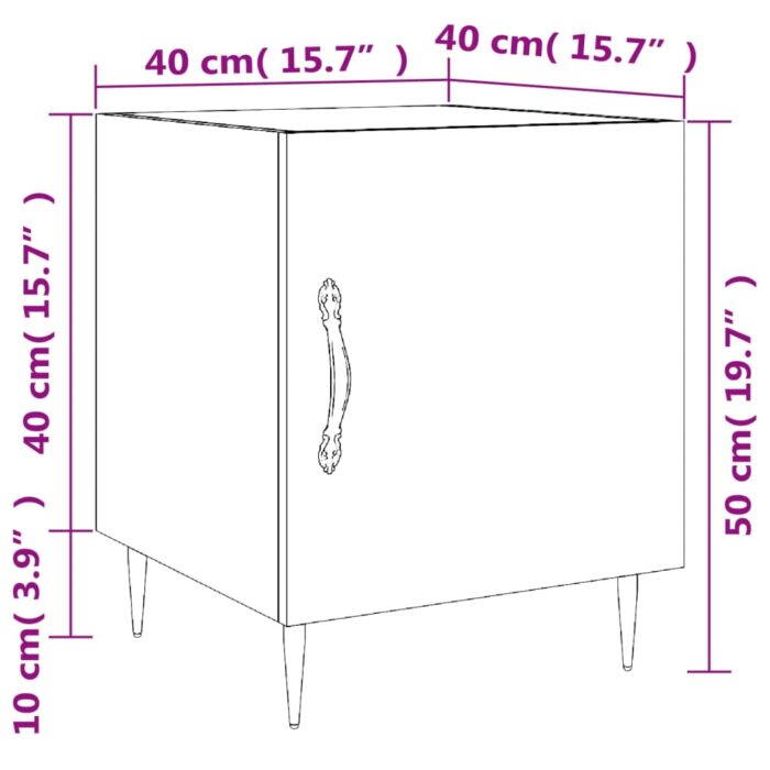 Tables de chevet 2 pcs gris béton 40x40x50 cm bois d’ingénierie – Image 11
