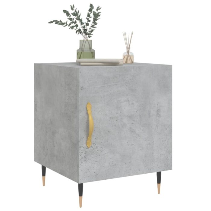 Tables de chevet 2 pcs gris béton 40x40x50 cm bois d’ingénierie – Image 2