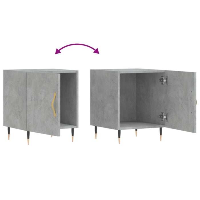 Tables de chevet 2 pcs gris béton 40x40x50 cm bois d’ingénierie – Image 6