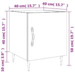 Table de chevet sonoma gris 40x40x50 cm bois d'ingénierie – Image 11