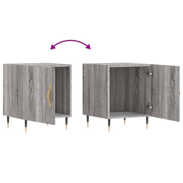 Table de chevet sonoma gris 40x40x50 cm bois d'ingénierie – Image 5