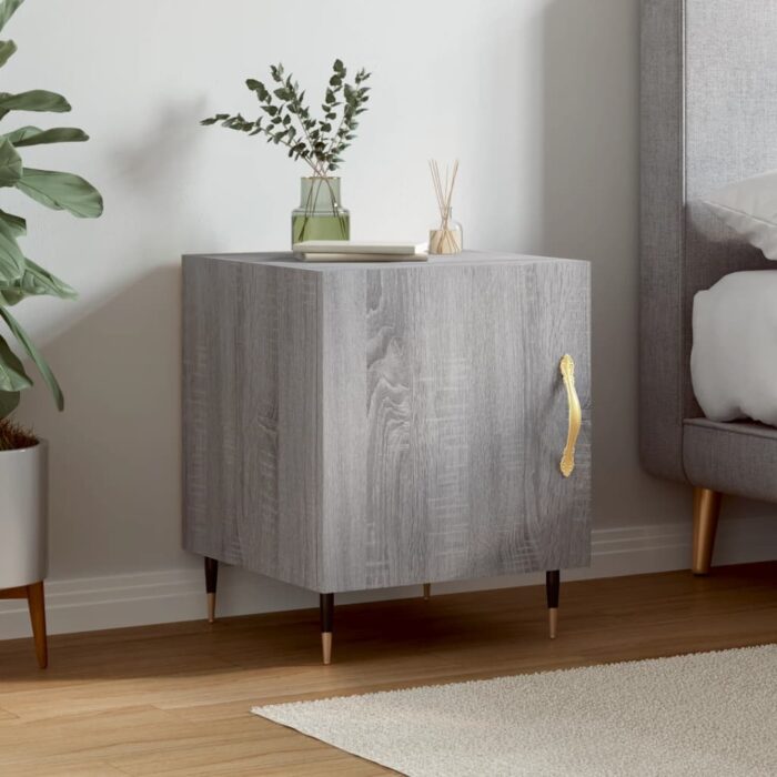 Table de chevet sonoma gris 40x40x50 cm bois d'ingénierie – Image 1