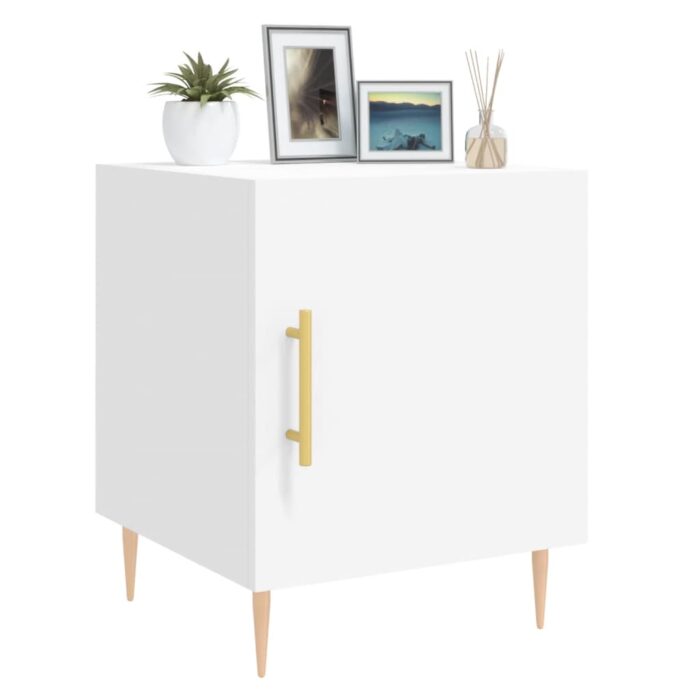 Table de chevet blanc 40x40x50 cm bois d’ingénierie – Image 2