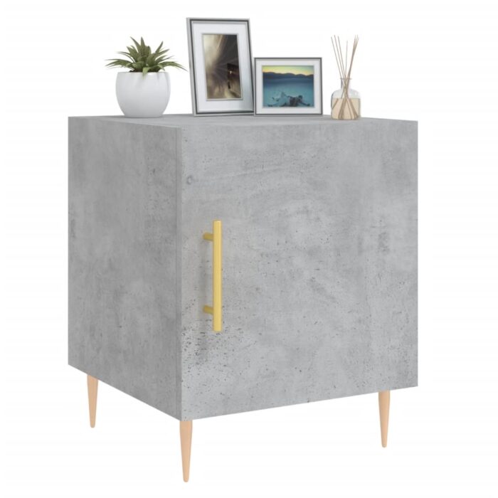 Tables de chevet 2 pcs gris béton 40x40x50 cm bois d’ingénierie – Image 2