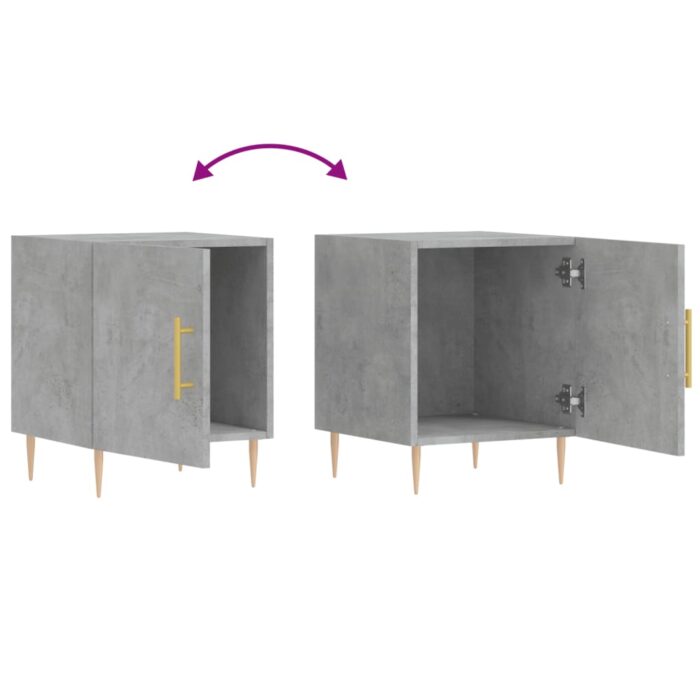 Tables de chevet 2 pcs gris béton 40x40x50 cm bois d’ingénierie – Image 7