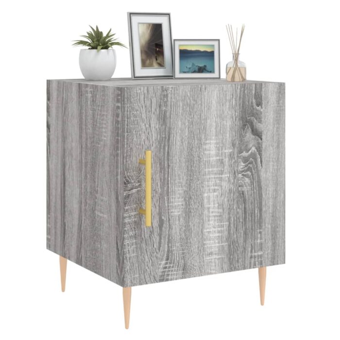 Table de chevet sonoma gris 40x40x50 cm bois d'ingénierie – Image 2
