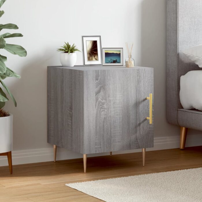 Table de chevet sonoma gris 40x40x50 cm bois d'ingénierie – Image 1