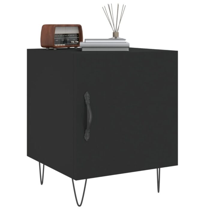 Tables de chevet 2 pcs noir 40x40x50 cm bois d’ingénierie – Image 2