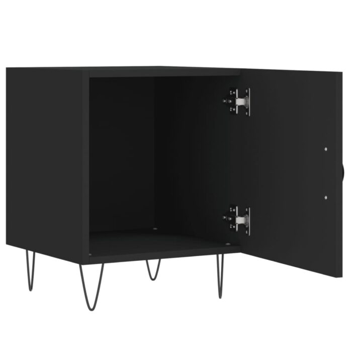 Tables de chevet 2 pcs noir 40x40x50 cm bois d’ingénierie – Image 6