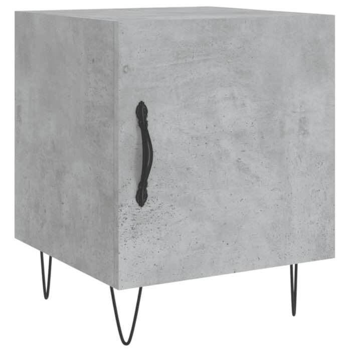 Tables de chevet 2 pcs gris béton 40x40x50 cm bois d’ingénierie – Image 3