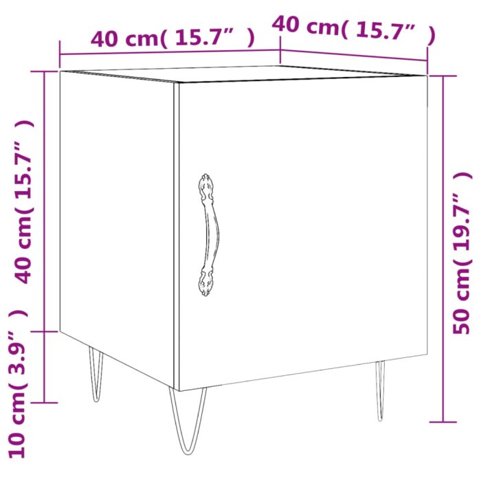 Tables de chevet 2 pcs chêne fumé 40x40x50 cm bois d'ingénierie – Image 12