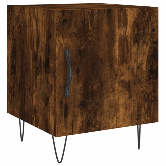 Tables de chevet 2 pcs chêne fumé 40x40x50 cm bois d'ingénierie – Image 3