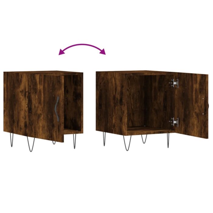 Tables de chevet 2 pcs chêne fumé 40x40x50 cm bois d'ingénierie – Image 7