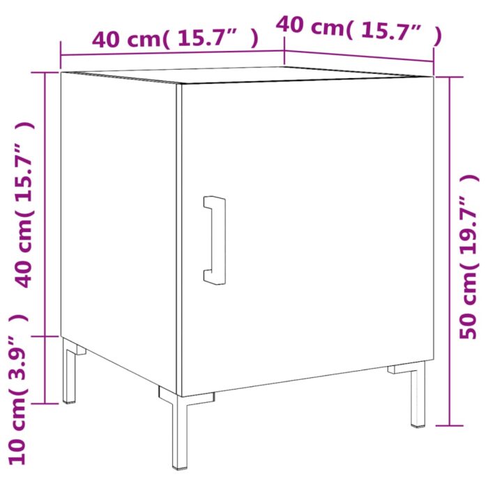 Tables de chevet 2 pcs noir 40x40x50 cm bois d’ingénierie – Image 12