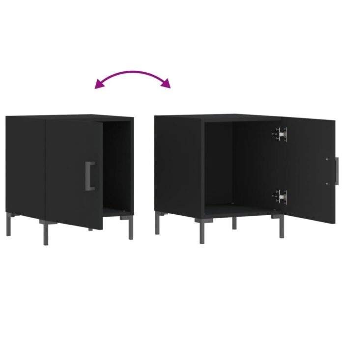 Tables de chevet 2 pcs noir 40x40x50 cm bois d’ingénierie – Image 5