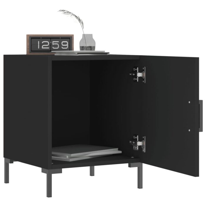 Tables de chevet 2 pcs noir 40x40x50 cm bois d’ingénierie – Image 7