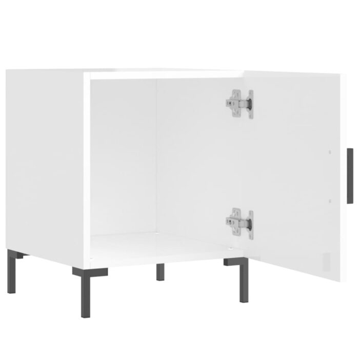 Tables de chevet 2 pcs blanc brillant 40x40x50 cm – Image 4