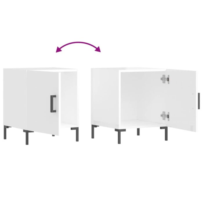 Tables de chevet 2 pcs blanc brillant 40x40x50 cm – Image 5