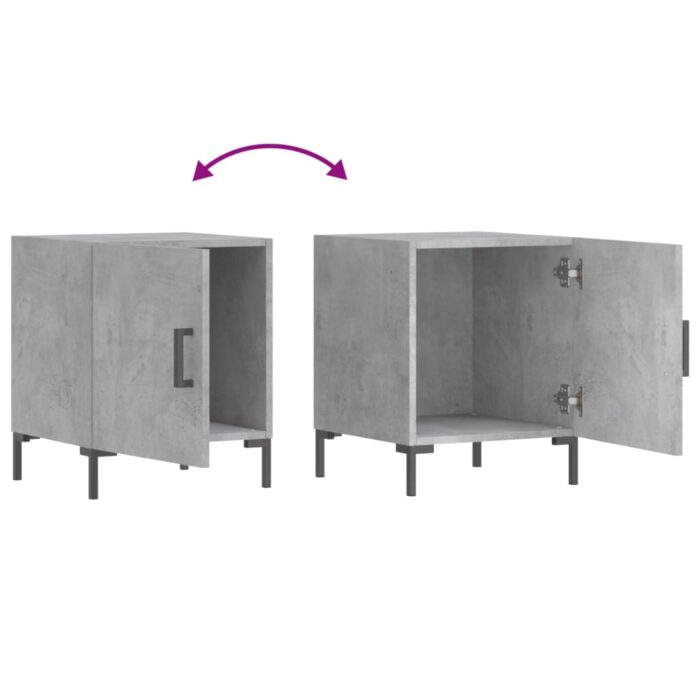 Table de chevet gris béton 40x40x50 cm bois d’ingénierie – Image 5