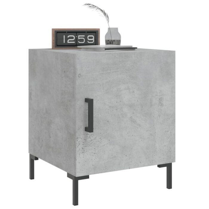 Table de chevet gris béton 40x40x50 cm bois d’ingénierie – Image 7