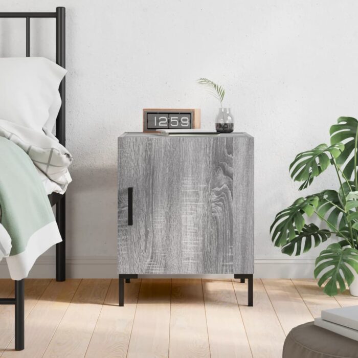 Table de chevet sonoma gris 40x40x50 cm bois d'ingénierie – Image 1