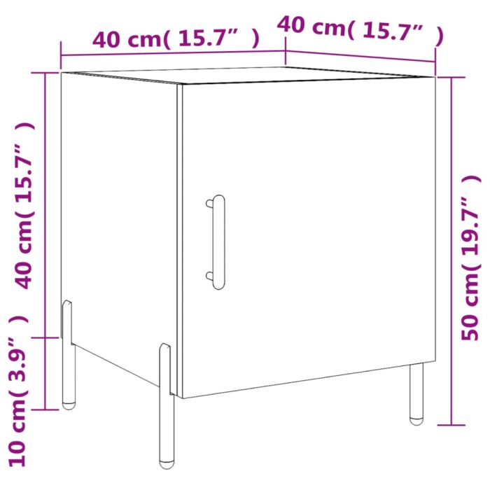 Table de chevet blanc 40x40x50 cm bois d’ingénierie – Image 11