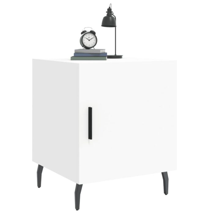 Tables de chevet 2 pcs blanc 40x40x50 cm bois d’ingénierie – Image 2