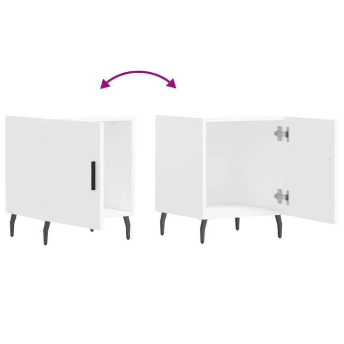 Tables de chevet 2 pcs blanc 40x40x50 cm bois d’ingénierie – Image 8
