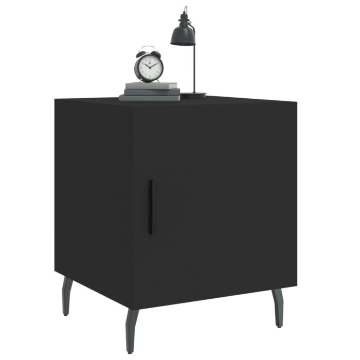 Table de chevet noir 40x40x50 cm bois d’ingénierie – Image 2