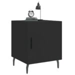 Tables de chevet 2 pcs noir 40x40x50 cm bois d’ingénierie – Image 2