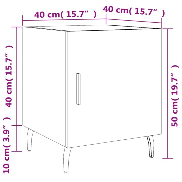 Tables de chevet 2 pcs blanc brillant 40x40x50 cm – Image 12